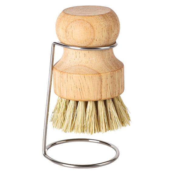 Bamboo Dish Brush with Holder, Dish Brush Set with Holder, Bamboo Handle Scrub Brush, Pot Pan & Vegetable Brush, Fast Dry Dishwashing Brush, Natural Bristle Cleaning Brush for Kitchen Sink