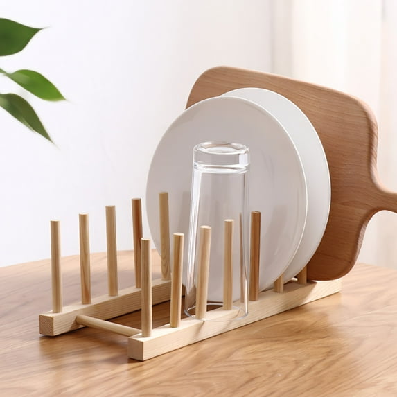 Bamboo Dish Drying Rack-Pot Lid Plate Rack Organizer Holder for Cabinet-Cutting Board Organizer for Dish, Pot Lid, Bowl, Cup, Cutting Board