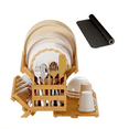thumbnail image 1 of Bamboo Dish Drying Rack with Utensil Holder, 3 Tier Collapsible Dish Rack, Wooden Dish Racks for Kitchen Counter, Large Folding Drying Holder with Absorbent Dish Drying Mat, 1 of 6