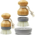 thumbnail image 1 of Bamboo Dish Palm Brush with Holder - 2 Pack RIMAY Wooden Replaceable Cleaning Scrub Brushes Washing Scrubber Set Kitchen Wood Dishwashing Tool for Pots,Pans,Counter&Sink, 1 of 7