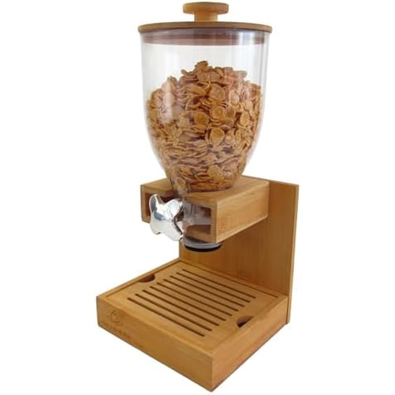 Bamboo Dispenser 2Liters (68 fl Oz), Cereal Dispenser, Storage Container, Snack Bar Station, Dry Food Dispenser, Cereal Dispenser Countertop, House Essentials$$Home Decor, Kitchen, & Other