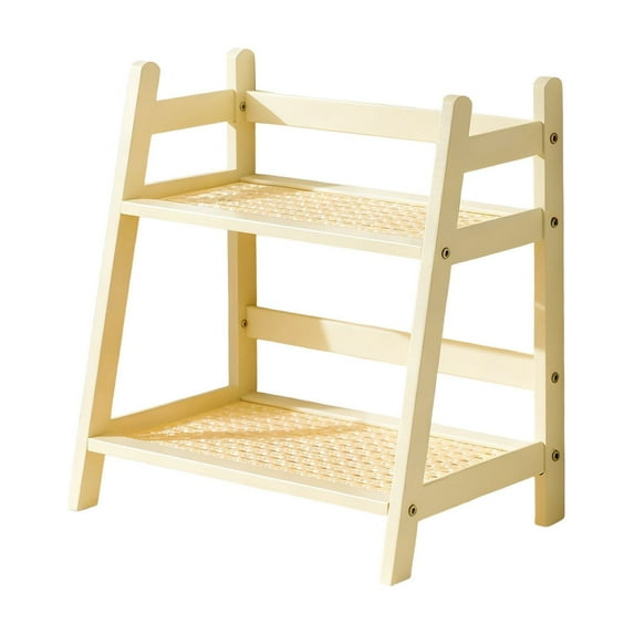 Bamboo Double Layer Rack, Double Countertop Hutch Bookshelf, Stand Utility Storage Shelf, Shelf Flower Pot, Seasoning Storage Rack (Beige)