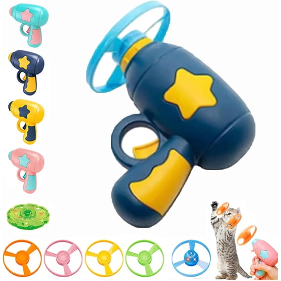 Bamboo Dragonfly Catapult Launcher, 2-In-1 Interactive Cat Toy For Aerial & Floor Play With Led Light-Up Discs, For Feline Hunting Instincts & Night Play