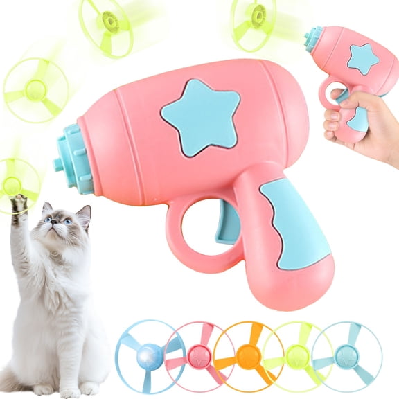 Bamboo Dragonfly Catapult Launcher, Interactive Cat Toy Outdoor Flying Saucer Blaster, Cat Fetch Toy Launcher Glowing Dragonfly Catapult for Pet, Fun Gift for Pet Lovers (Cat Disc Launcher Toy)