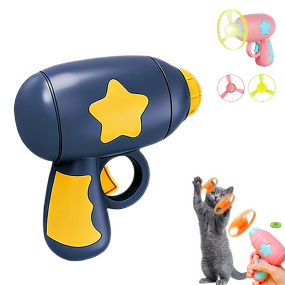 Bamboo Dragonfly Catapult Launcher, Interactive Cat Toy & Outdoor Flying Saucer Blaster, Glowing LED Dragonfly Catapult for Pet Exercise & Night Play, Fun Gift for Hobbyists & Pet Lovers(Deep Blue)