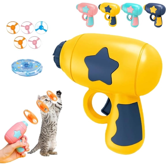 Bamboo Dragonfly Catapult Launcher, Interactive Cat Toy with LED Light-Up Flying Disc, Reusable Handheld Fetch Toy for Indoor Outdoor Play