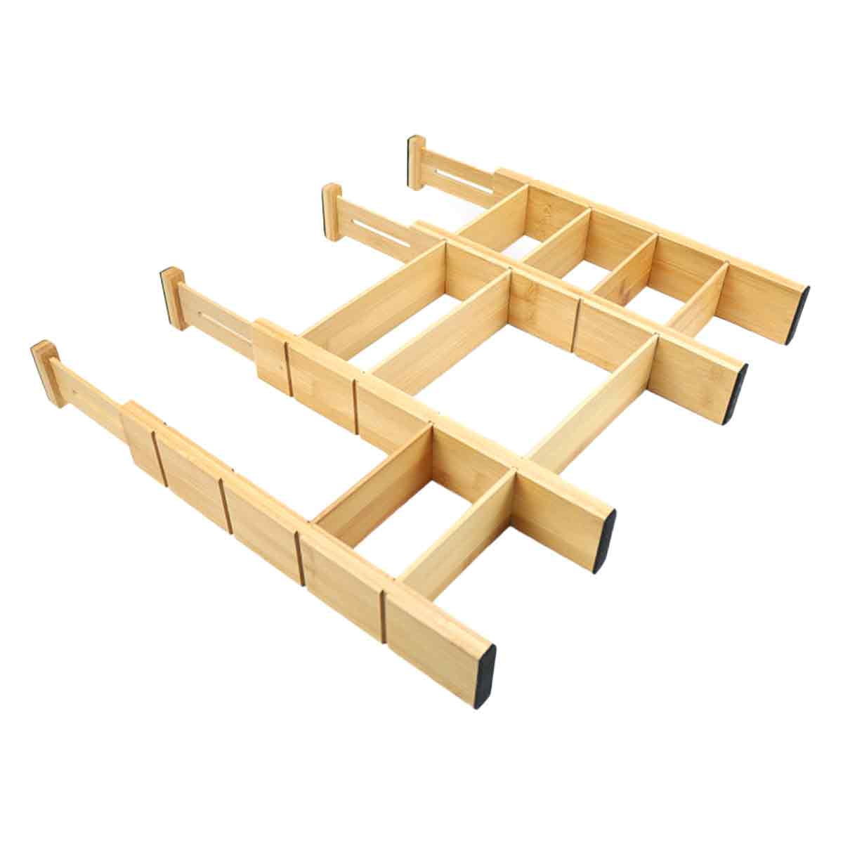 Natural Bamboo Expandable Drawer Dividers with Labels, Set of 4