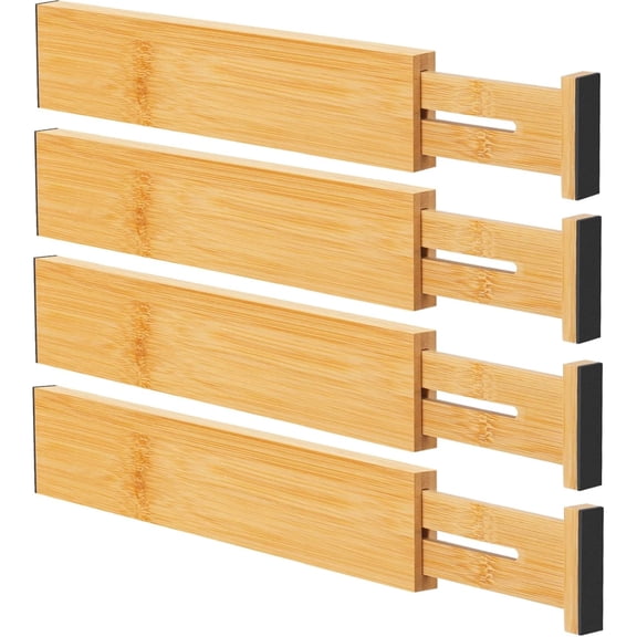 Bamboo Drawer Dividers Organizers, Kitchen Drawer Organizer, Drawer Cabinet Organizers, Dinnerware Serving Storage, Adjustable Drawer Divider for Clothes, Kitchen, Dresser, Bedroom, Bathroom & Office