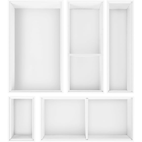 Bamboo Drawer Organizer,5 PCS Silverware Organizer & Kitchen Organizers and Storage,Utensil Drawer Organizer With Removable Dividers for Kitchen,Utensils,Bathroom,Office,Makeup(White)