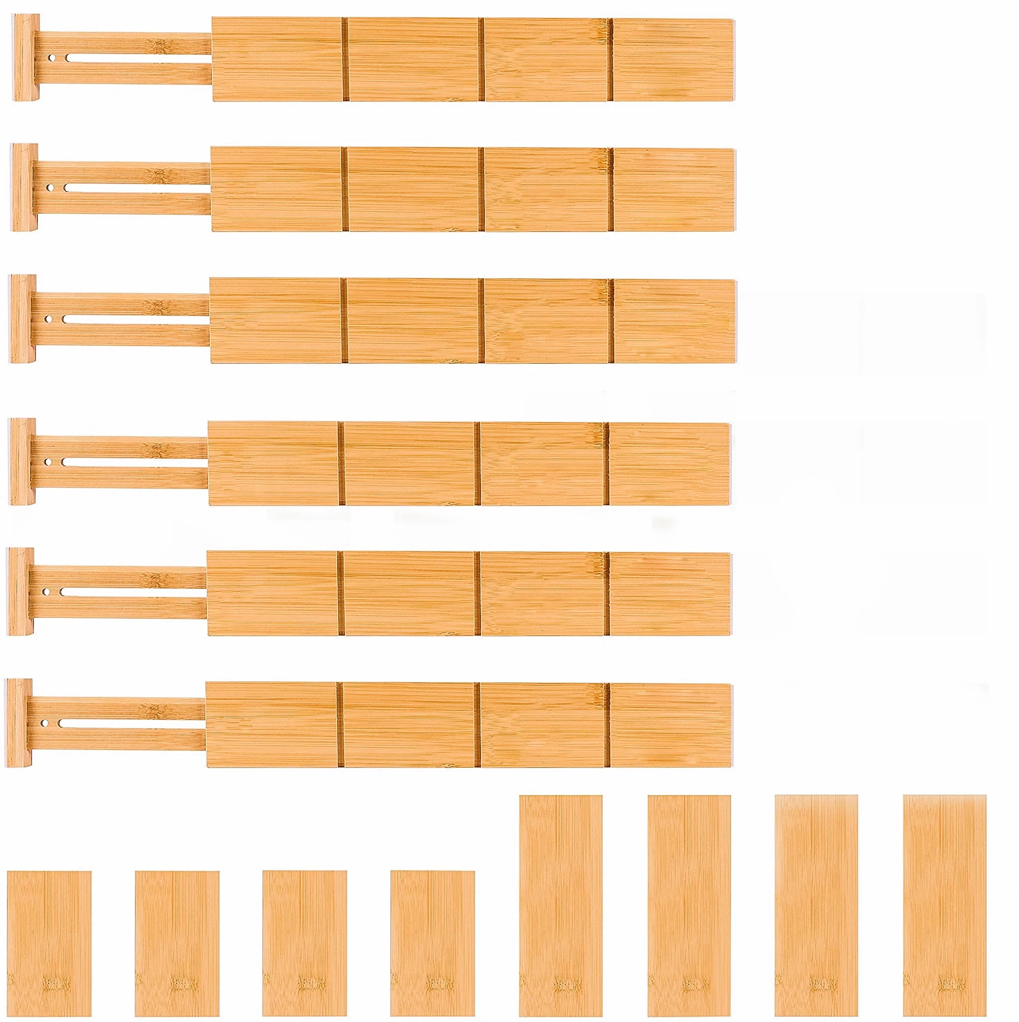 Durawe Company Bamboo Drawer Dividers Organizers 6-pack (18-21.5