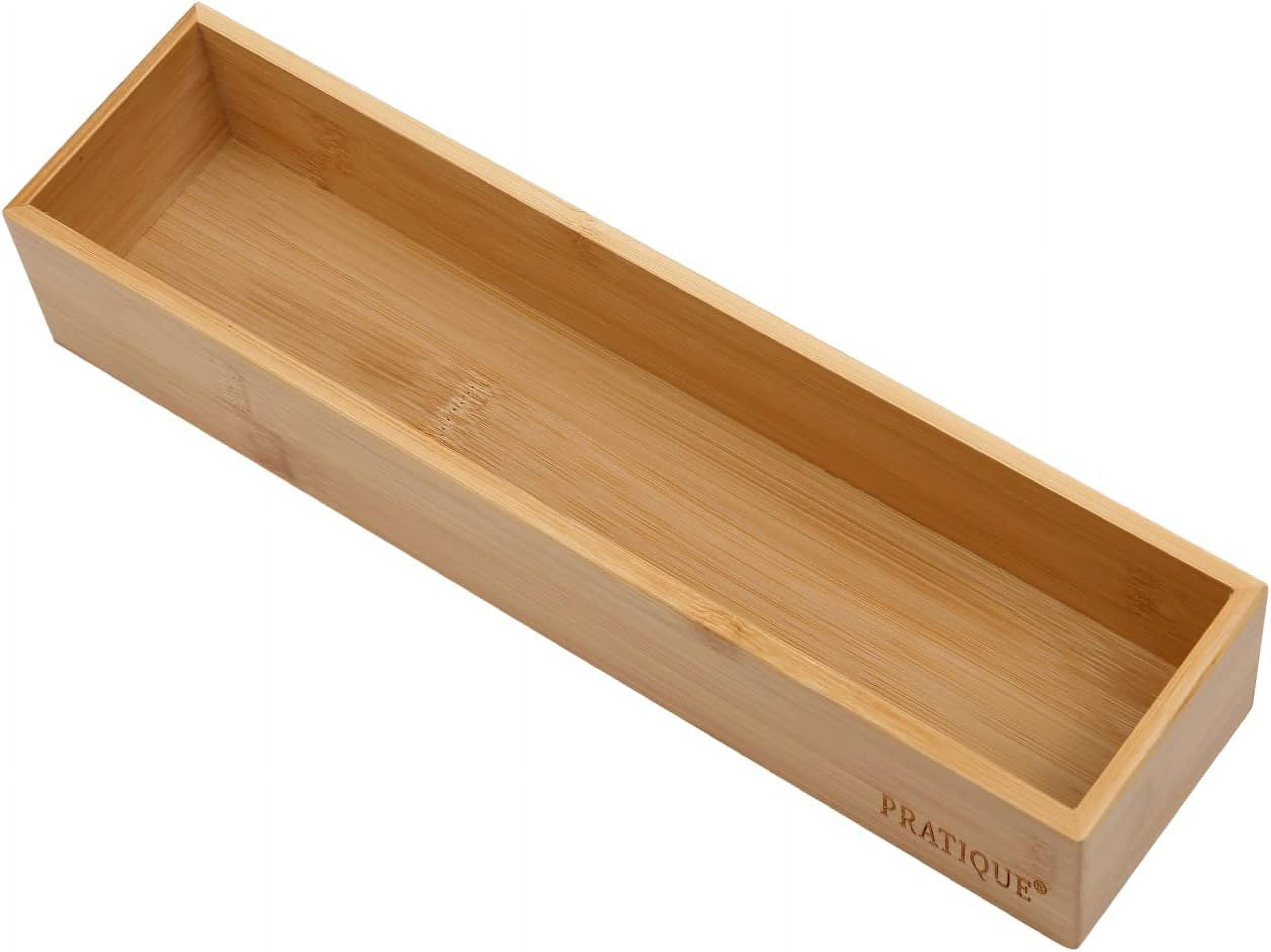 Bamboo Drawer Organizer - Kitchen Utensil Silverware Tray Cutlery Holder，Office Desk Supplies and Accessories (12x3x2.6 inch)