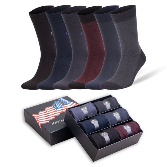 Bamboo Dress Socks for Men 6 Pairs with Gift Box Shoe Size 8 to 11.5 (Style 2)