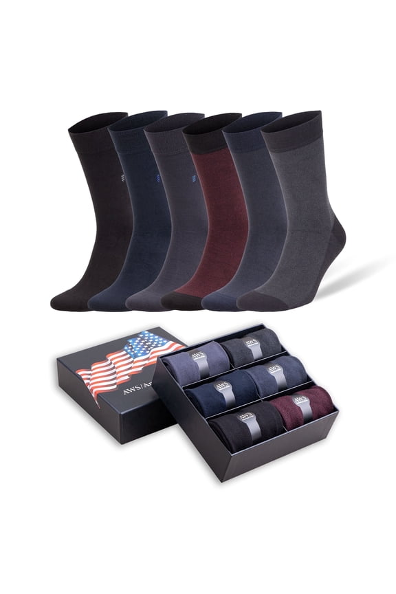 Bamboo Dress Socks for Men 6 Pairs with Gift Box Shoe Size 8 to 11.5 (Style 2)