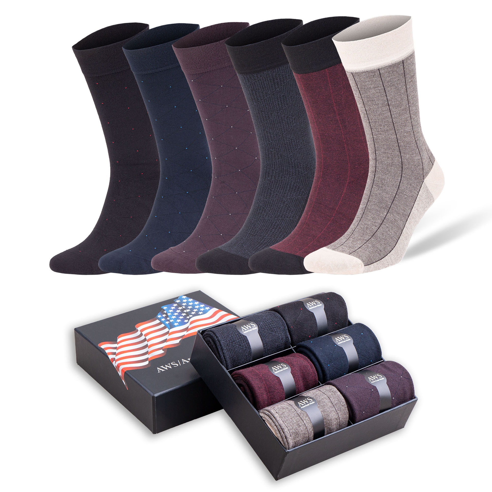 Men's Rayon from Bamboo Classic Wicking Soft Casual Dress Stripe Socks