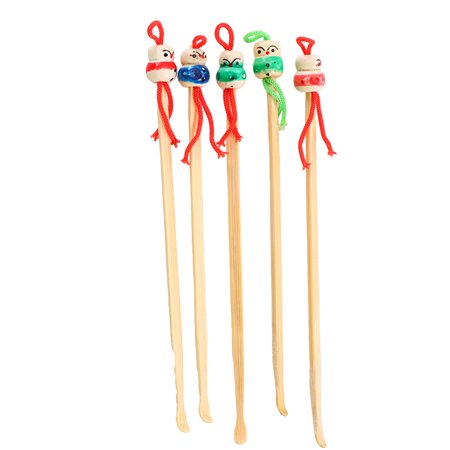 Bamboo Ear with Cartoon Head Design for Earwax Removal 5pcs Assorted Color