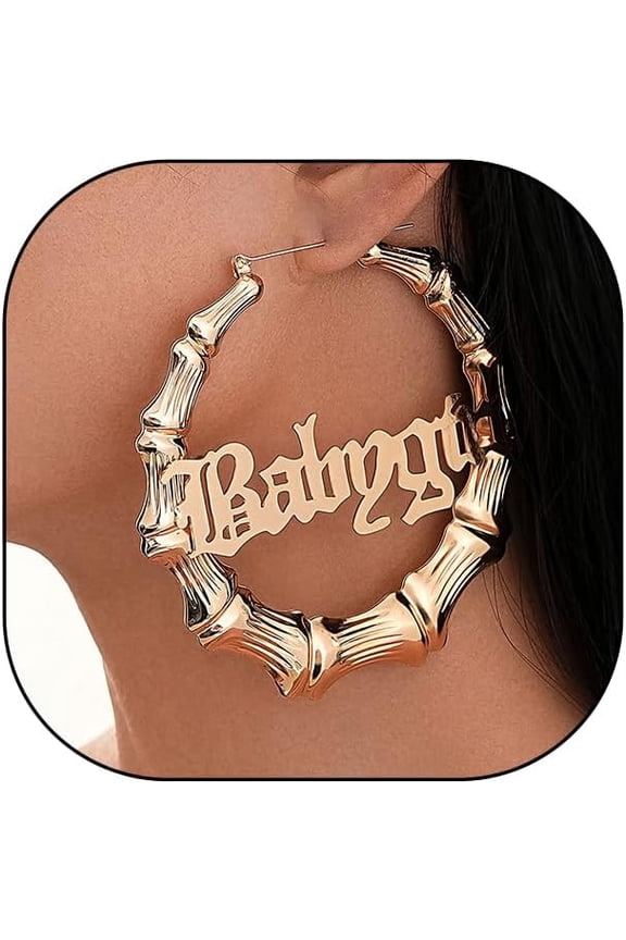 Bamboo Earrings for Women 90s 80s Large Bamboo Joint Hoop Earrings Big Circle Earrings Studs Punk Party Hip-Hop Fashion Jewelry