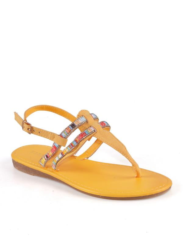 Bamboo Elektra-10 T-strap Women's Sandals in Yellow - Walmart.com