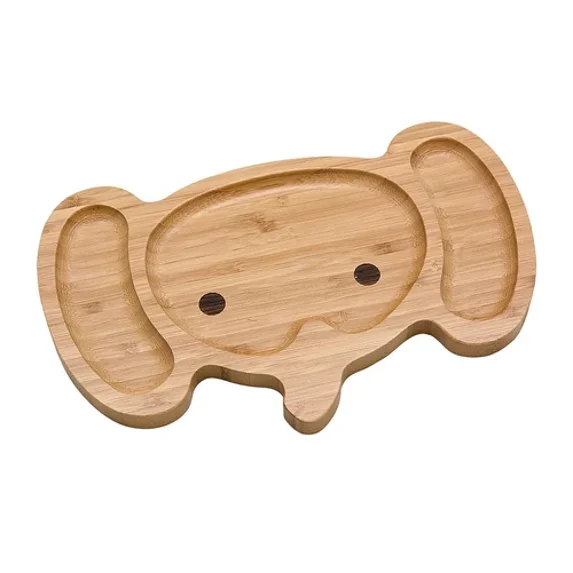 Bamboo Elephant Face Food Plate For Snacks Appetizer 4914