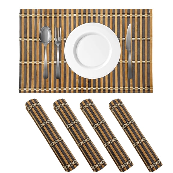 Bamboo Essentials Bamboo Placemats 4 Pack Heat-Resistant, Non-Slip Easy to Clean Lightweight & Portable for Dining/Picnics Made for Any Occasion (Cocoa)