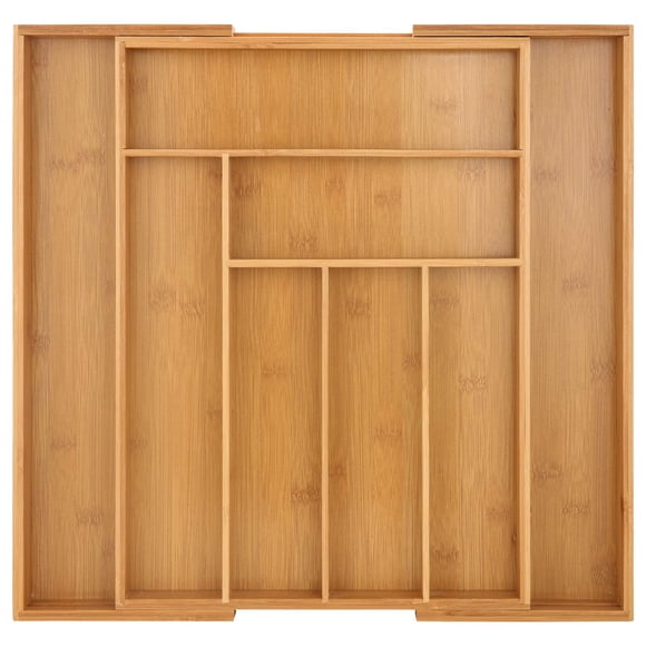 Bamboo Expandable Drawer Organizer for Utensils Holder, Adjustable Cutlery Tray, Wood Drawer Dividers Organizer for Silverware, Flatware, Knives in Kitchen, Bedroom, Living Room