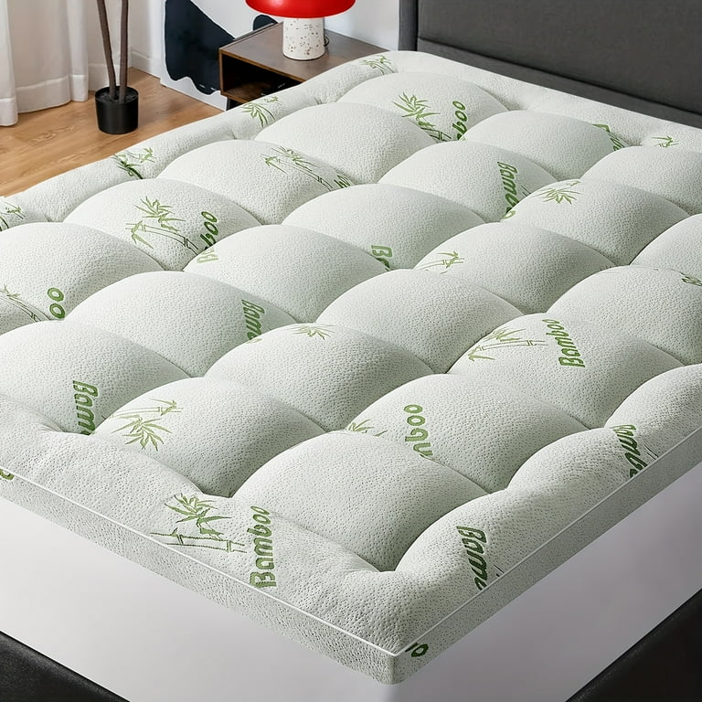 Bamboo Extra Thick Mattress Topper- Quilted Fitted Mattress Pad