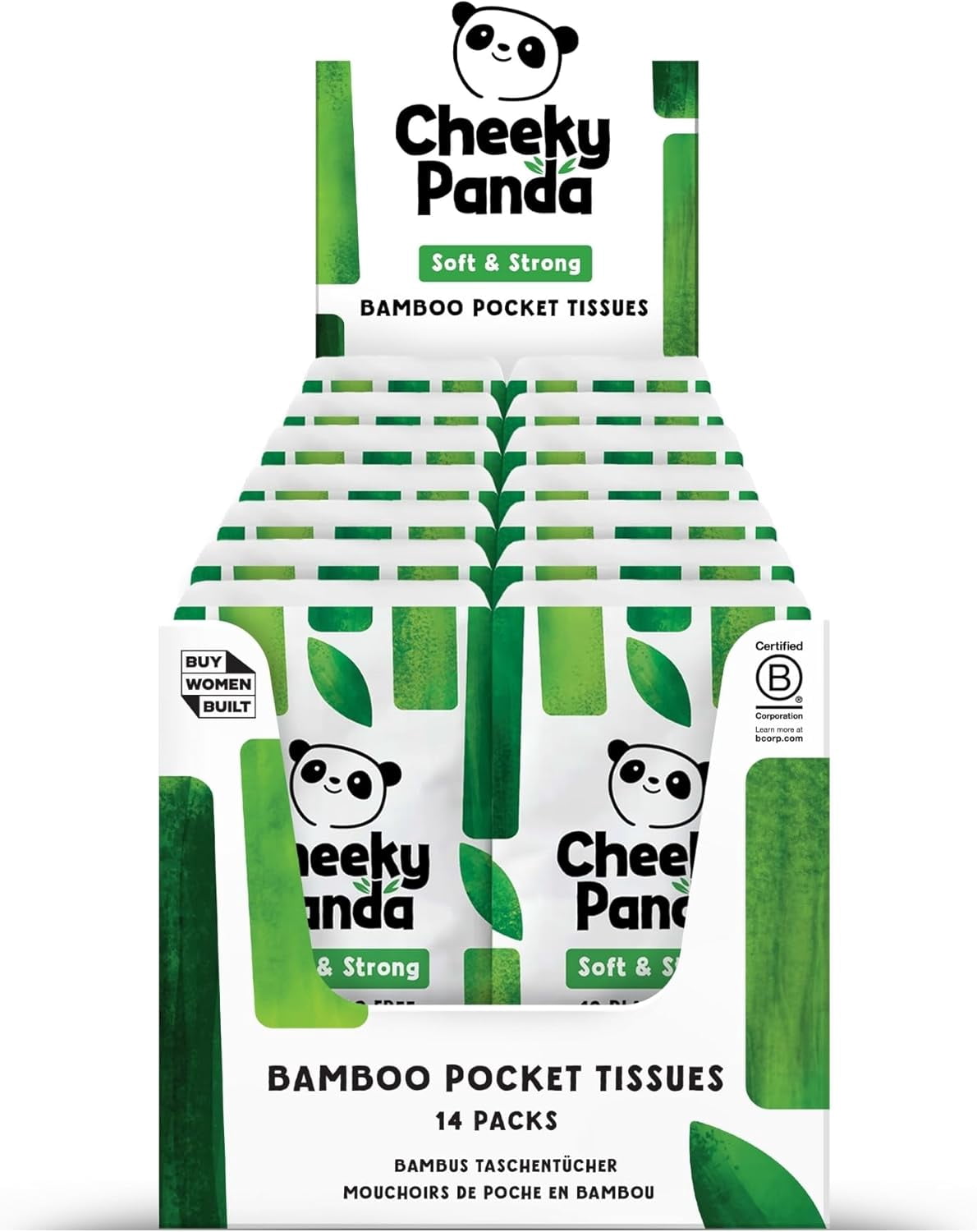 Bamboo Facial Tissue | 14 x Plastic Free Travel Tissue Packs | 140 Super Soft Pocket Tissues