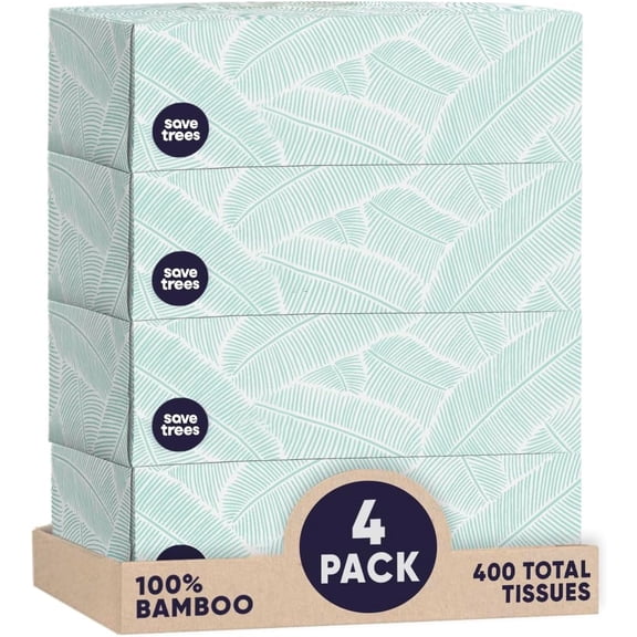 Bamboo Facial Tissues - 12 Boxes of Eco-Friendly, 3-Ply Hypoallergenic Tissues, 90 Sheets per Box, FSC Certified, Plastic-Free Packaging, Soft & Gentle for Home Use
