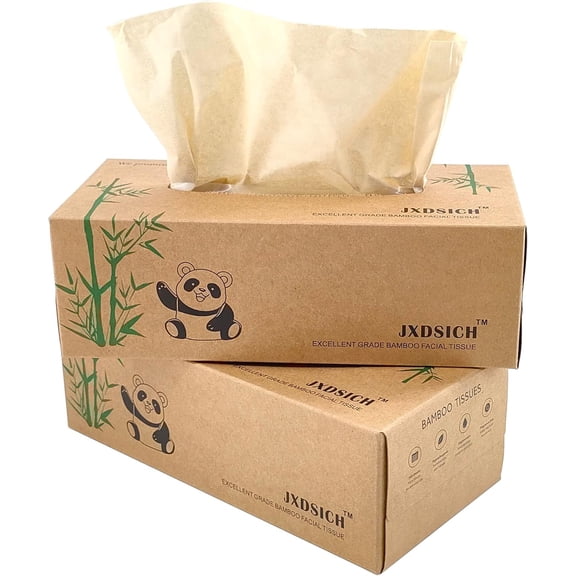 Bamboo Facial Tissuessoft nature bamboo facial tissue,100% virgin bamboo,Bulk carton of 8 boxes (100 Tissues per boxes,800 Total) | kraft paper Box, 3 Ply tissues