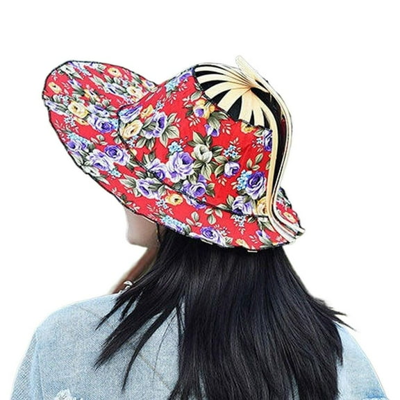 Bamboo Fan Hat Folding Portable Beach Hat Sun Protection Hat Girls Summer S0H1