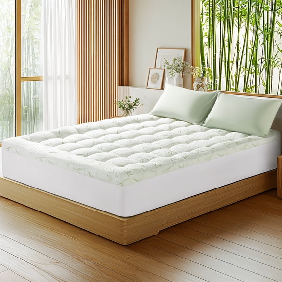 Bamboo Fiber Anti Fouling Jacquard Weaving, Hotel Quality Deep Pocket Bottom Sheet, Up To 16 Inch Bedding Matress Protector, Machine Washable And Non-Fade, Stay In Place