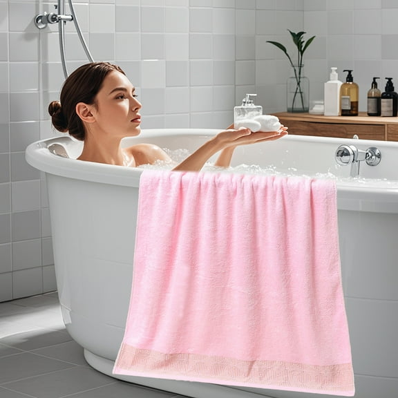 Bamboo Fiber Bath Towel Extra Thick & Ultra Absorbent, Soft Luxurious Adult Towel for Sensitive Skin – Quick Dry Beach Gym Spa Towel, Home Bathroom Essential