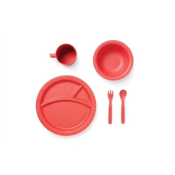 Bamboo Fiber Dinner Set - Red (Set of 5)
