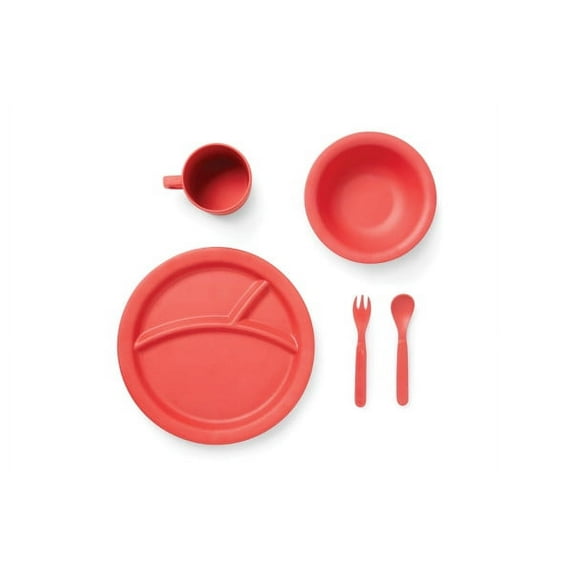Bamboo Fiber Dinner Set - Red (Set of 5)