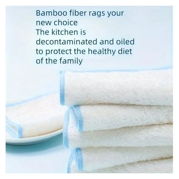 Bamboo Fiber Dishcloths 5-Pack - Non-Stick Kitchen Scouring Pads, Absorbent Cleaning Wipes, Household Cleaning Cloths - 16x18cm