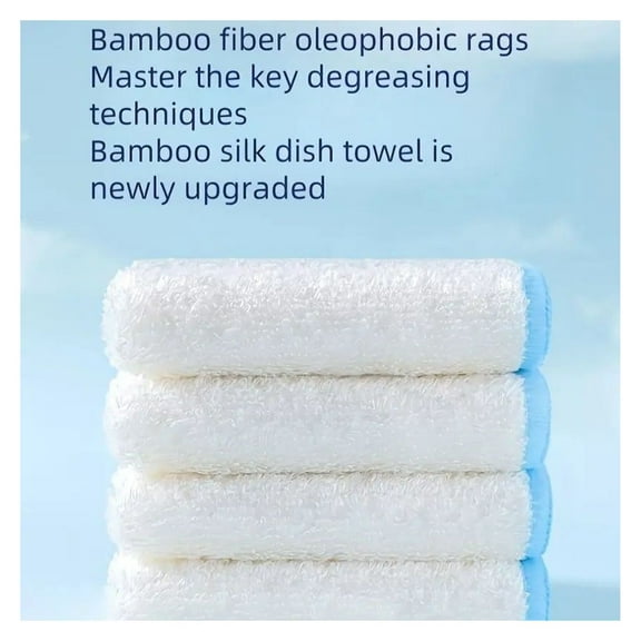 Bamboo Fiber Dishcloths 5-Pack - Non-Stick Scouring Pads, Kitchen Cleaning Wipes - Highly Absorbent, Reusable Household Cleaning Cloths 16x18cm