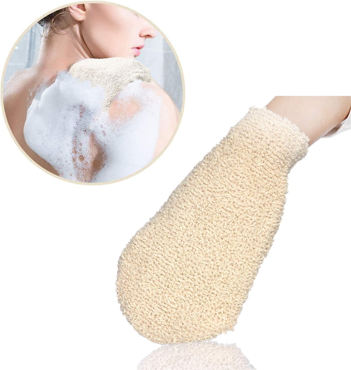 Fiber Exfoliating Gloves, Casewin 1 Pack Loofah Mitt Shower Body Scrub