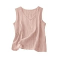 thumbnail image 1 of Bamboo Fiber Linen Sleeveless Shirts for Womens V Neck Tees Shirts Loose Fitted Athletic Stretch Camisole Solid Classic Camis Vest Light Breathable Vest Outdoor Athletic Camis Outfits, 1 of 4