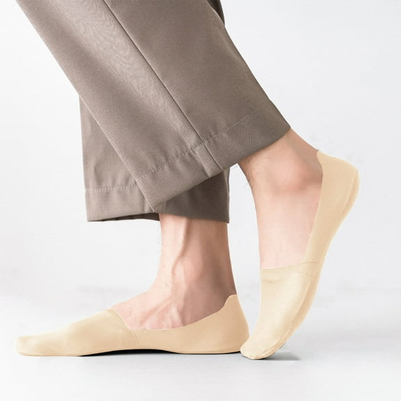 Bamboo Fiber No-Slip Invisible Socks for Women - Seamless Ankle Socks for Sneakers Daily Wear (Breathable & Anti-Slide) Under 5$, Yubnlvae Large Size Foreign Trade Rubber Cotton Socks , Beige, M