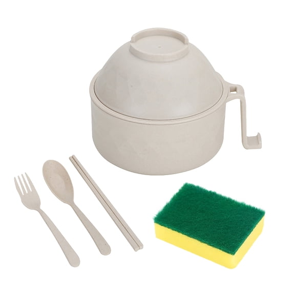 Bamboo Fiber Ramen Bowl Set – 6-Piece Microwaveable Noodle Cookware with Utensils and Sponge, Fiber Ramen Bowl Quick Ramen Noodles For College Dorm Room