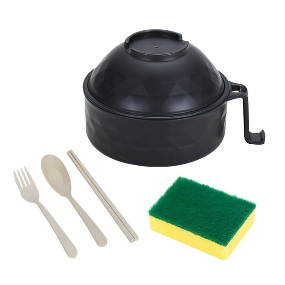 Bamboo Fiber Ramen Bowl Set – 6-Piece Microwaveable Noodle Cookware with Utensils and Sponge, Fiber Ramen Bowl Quick Ramen Noodles For College Dorm Room