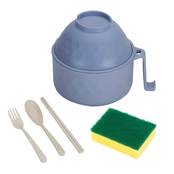 Bamboo Fiber Ramen Bowl Set – 6-Piece Microwaveable Noodle Cookware with Utensils and Sponge, Fiber Ramen Bowl Quick Ramen Noodles For College Dorm Room