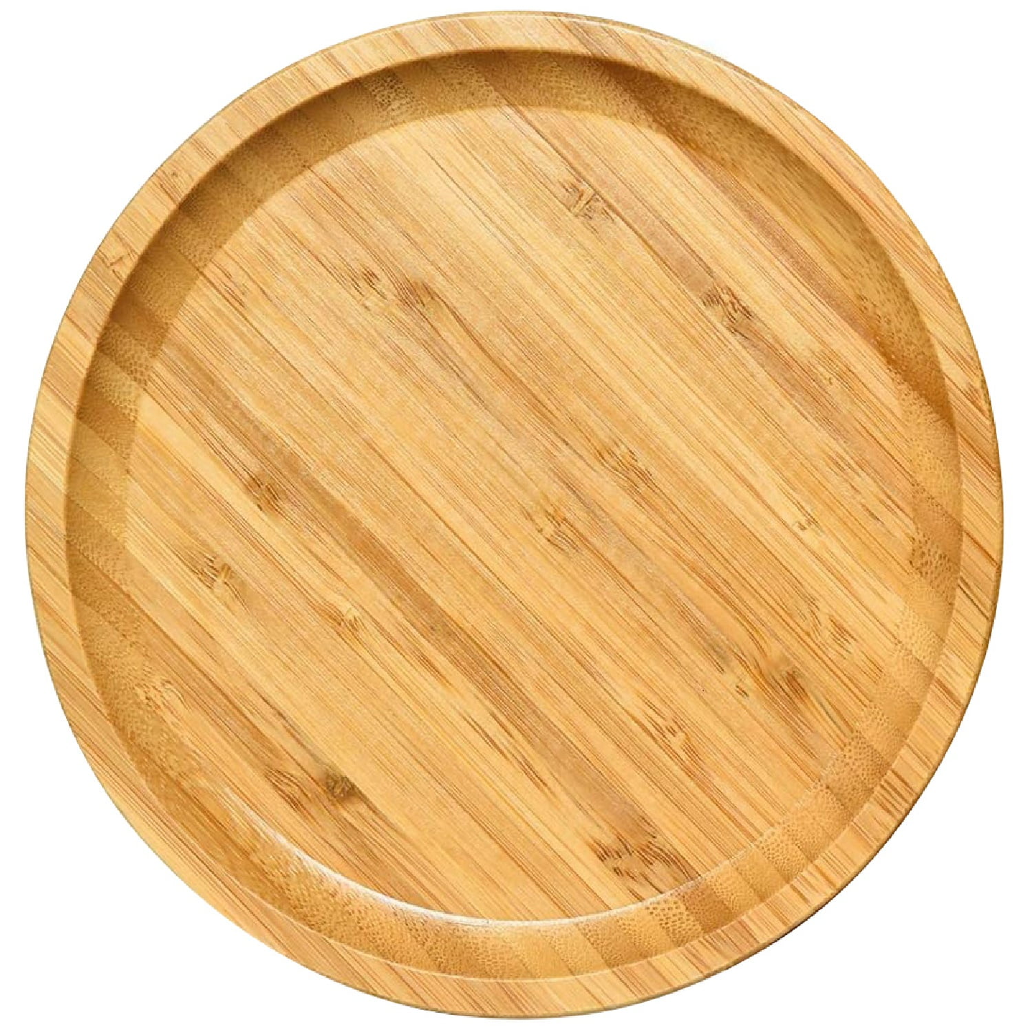 9.8 inch Bamboo Serving Tray,Bexikou Round Bamboo Tray, Wooden Serving Platter for Fruit, Bread, Salad Plate, Charcuterie Serving Board