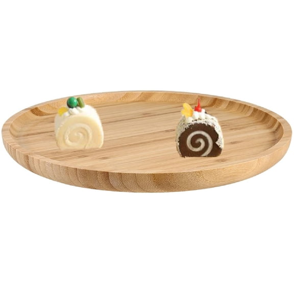 Candle Plate Holder Tray,Bexikou 7.87" Round Bamboo Decorative Trays, Wood Wooden Serving Tray,Farmhouse Candle Trays for Candles Home Kitchen Decor Counter Table Centerpiece