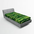 thumbnail image 1 of Bamboo Fitted Sheet, Image of Horizontal Bamboo Tree Stems Style Image of Nature Inspired, Soft Decorative Fabric Bedding, Twin Size, Green, by Ambesonne, 1 of 2
