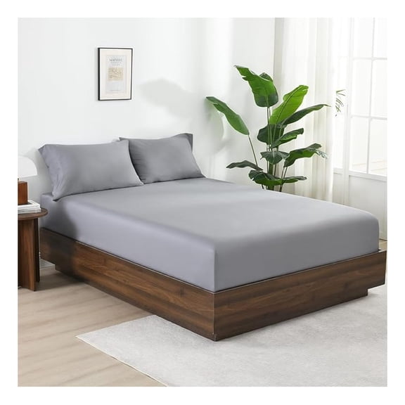 Bamboo Fitted Sheet King Size 16 Inch Deep Pocket - Silky Soft Cooling Sheets - 100% Viscose - Silver Grey