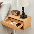 thumbnail image 1 of Bamboo Floating Nightstand with Drawer & Open Shelf - Fully Assembled Wall Mounted Bedside Table with Modern Design for Bedroom and Small Spaces - Certified Bamboo Side Table, 1 of 5