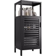 thumbnail image 1 of Bamboo Floor Cabinet, Small Bathroom Cabinet Floor Standing, 4 Tier Narrow Side Storage Cabinet, Space Saving Kitchen Cupboard with Single Door, Black, 1 of 16