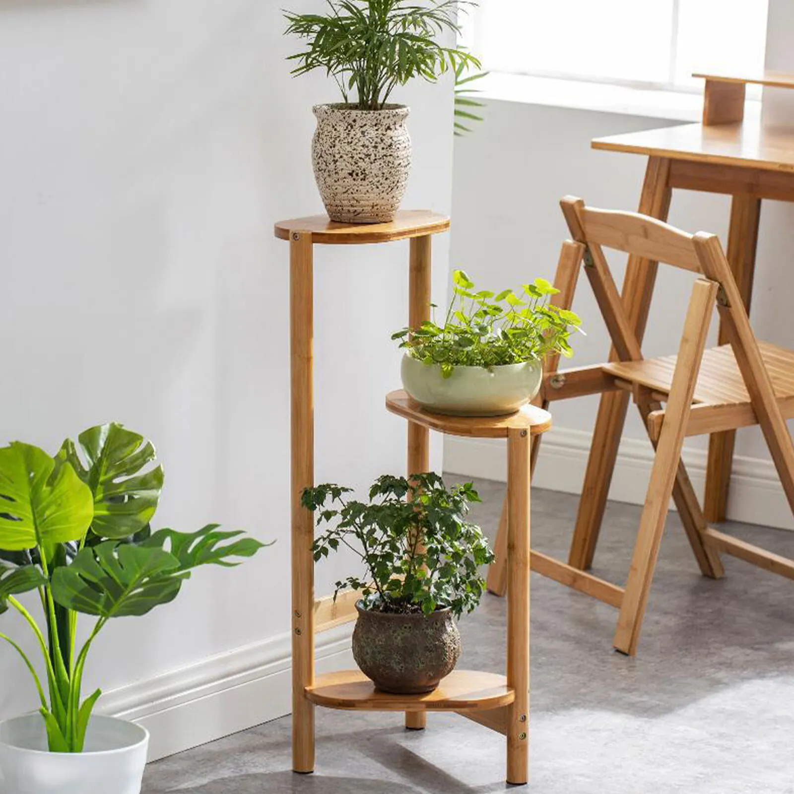 Bamboo Flower Rack Plant Stand Flower Pot Holder 29.5'' Home Corner Shelf 3Tier