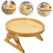 Bamboo Foldable Sofa Armrest Tray   No Assembly, Multi-use Holder