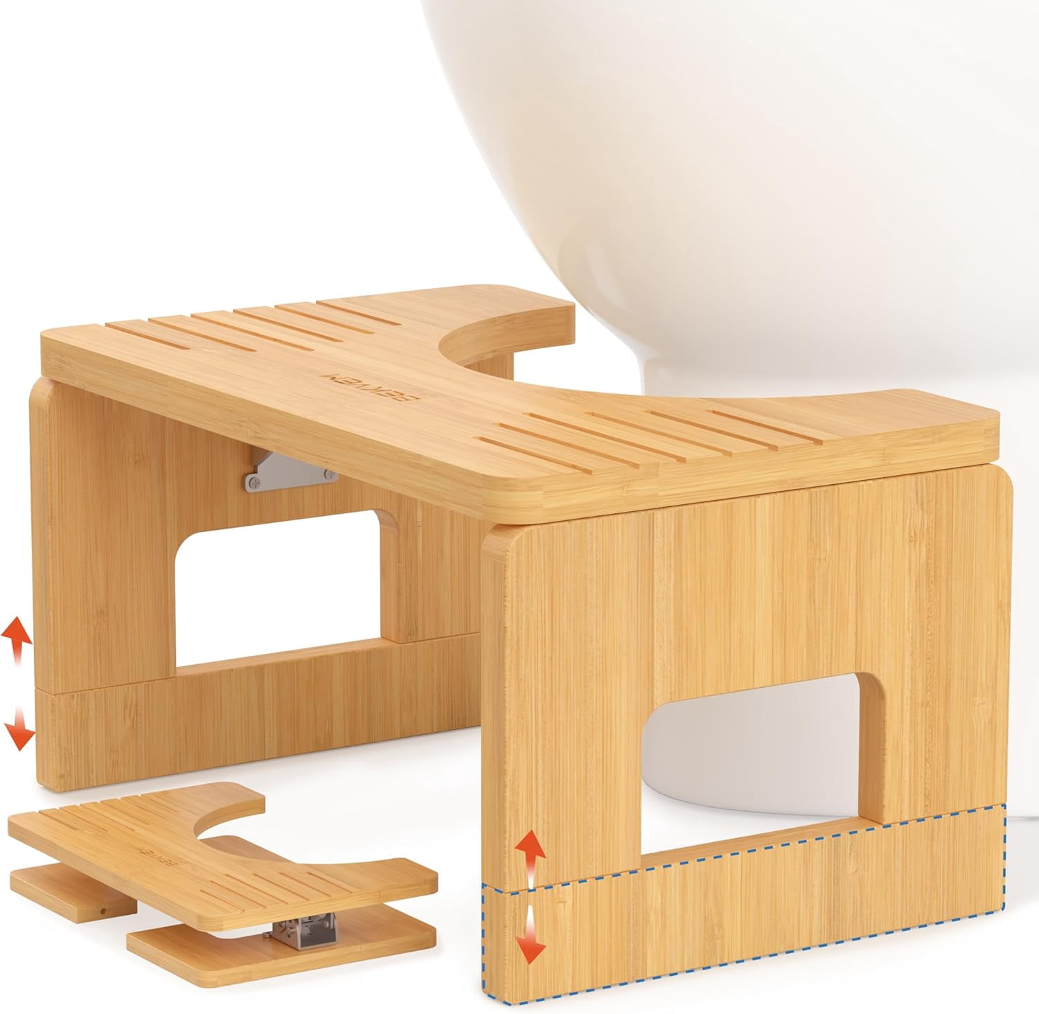 Bamboo Foldable Toilet Stool, 7